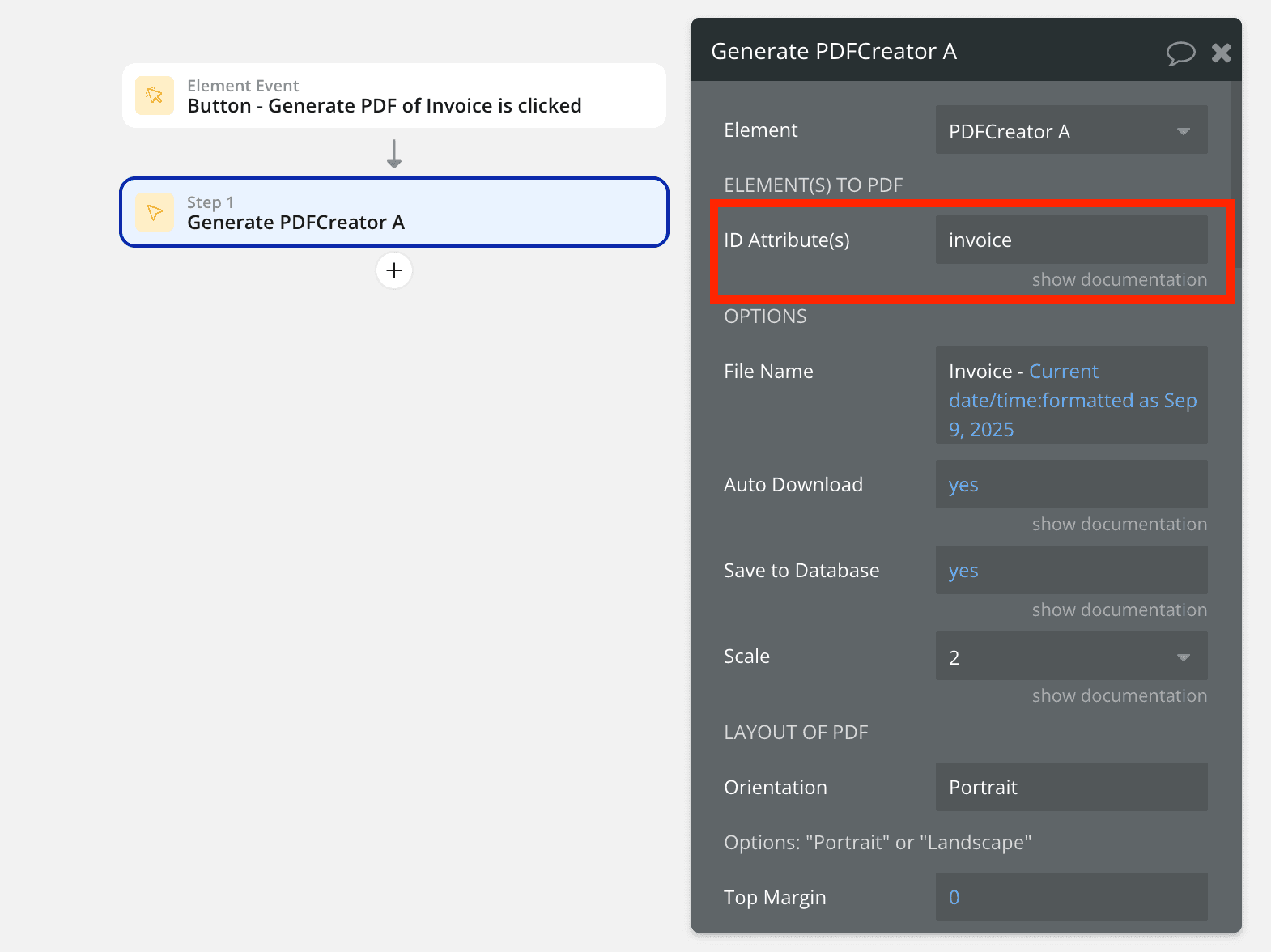 Generating a PDF from an element with PDF Creator