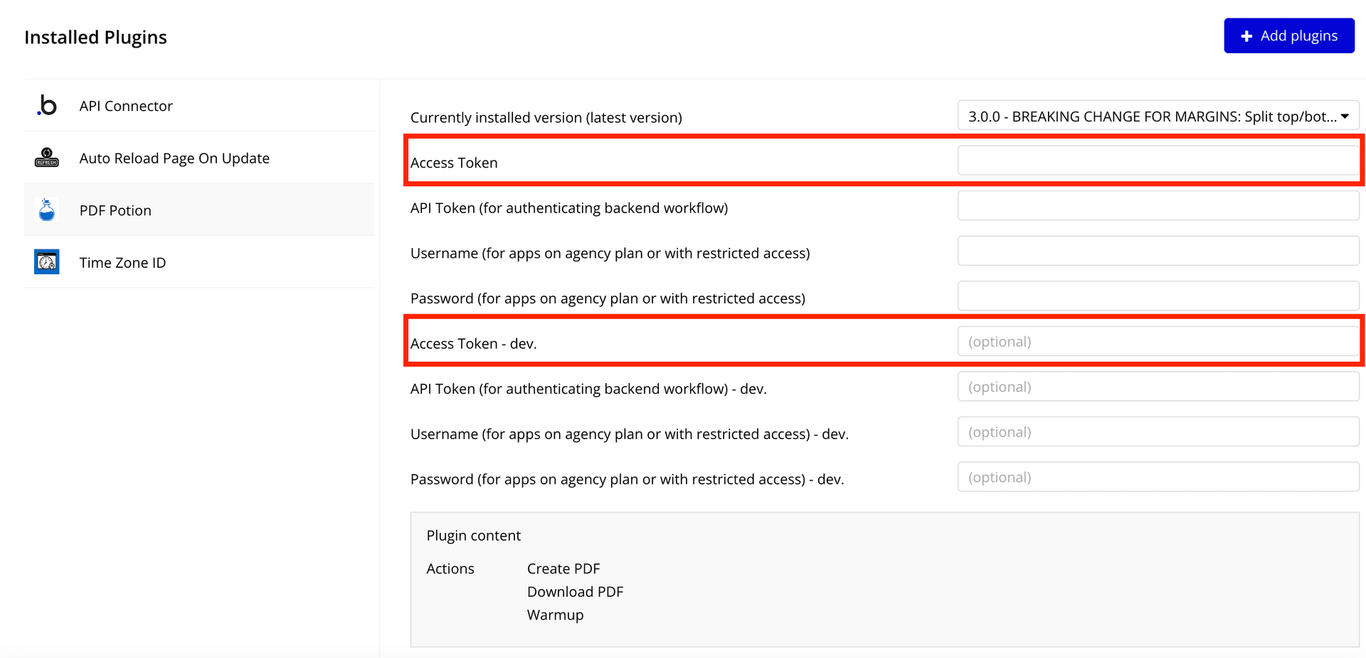Adding an access token