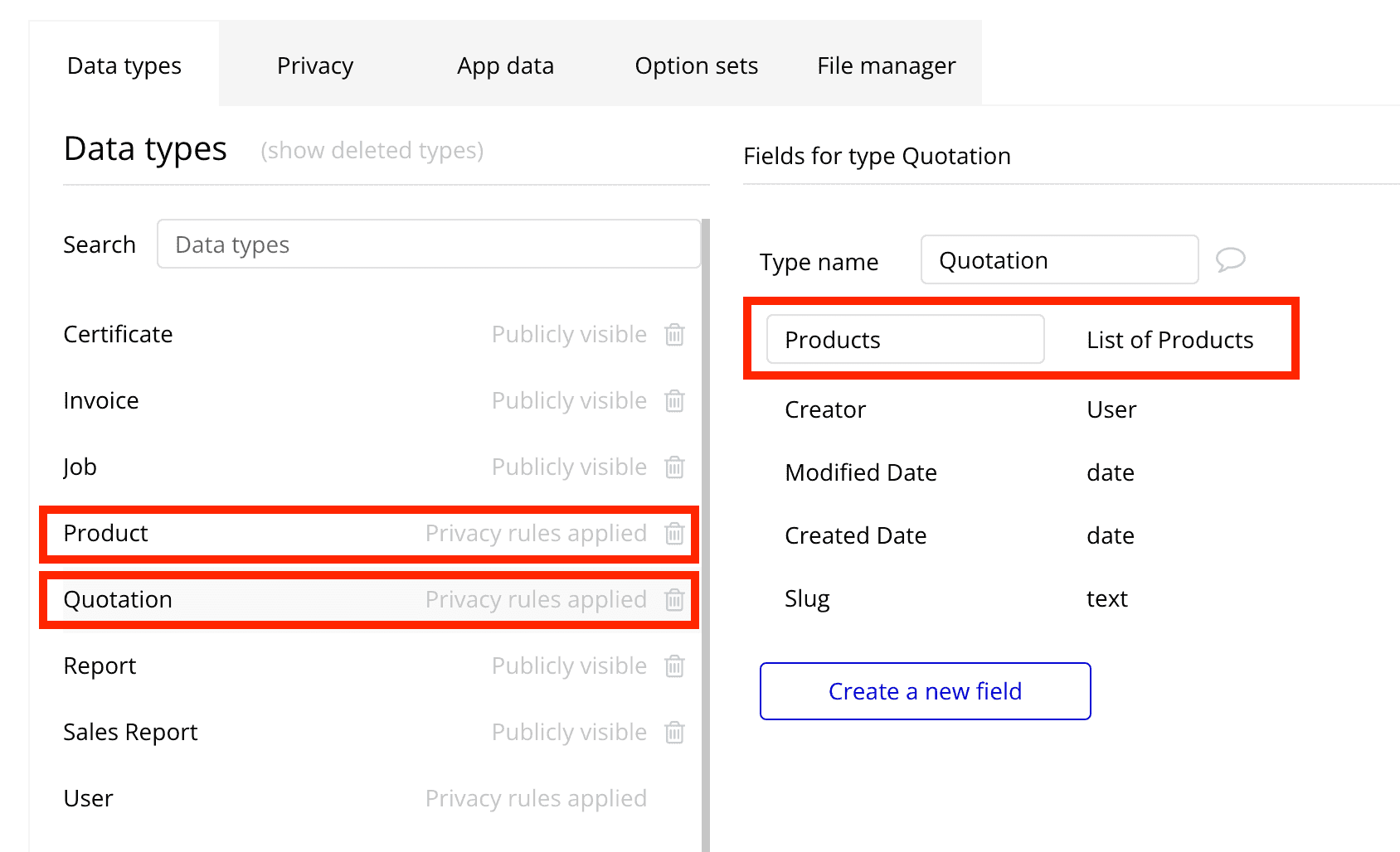 Custom data types in database
