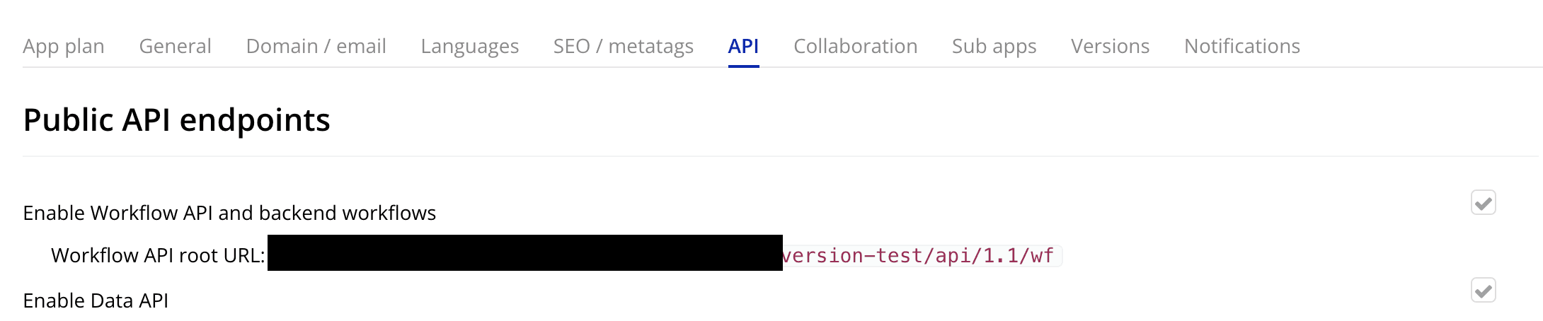 Workflow API root URL