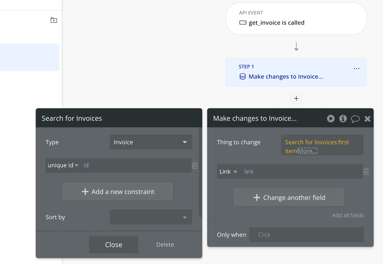 Filtering for invoice in backend workflow